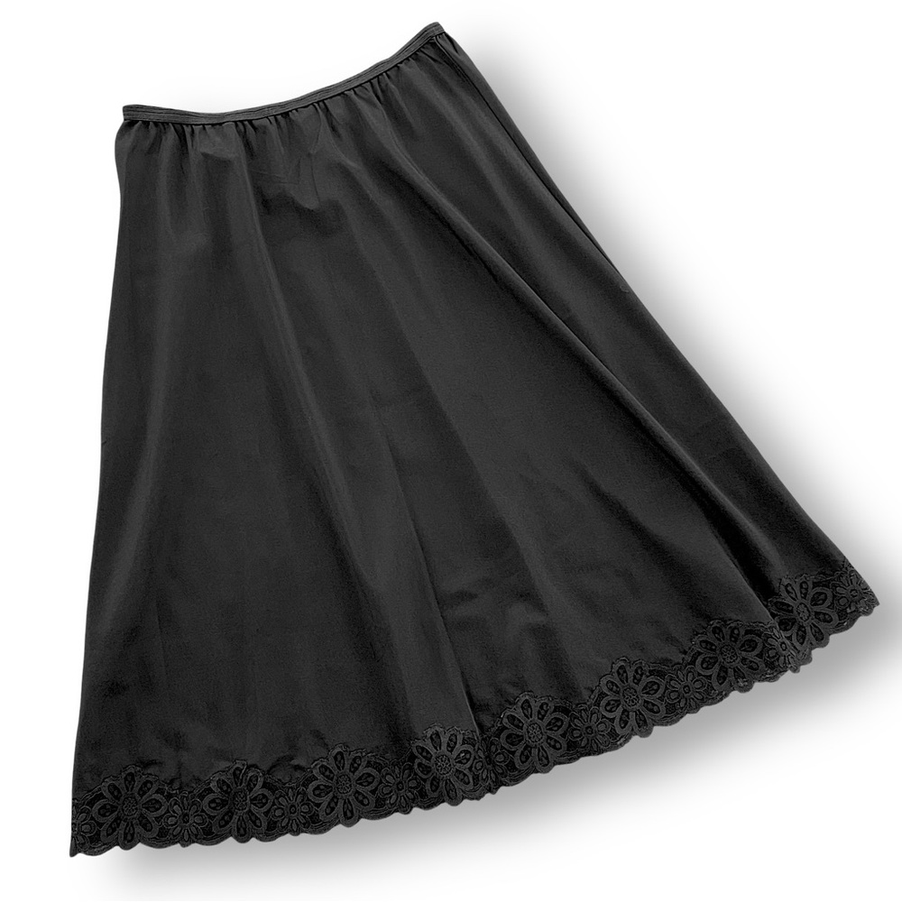 Vintage Black Half Slip Skirt with Lace Hem